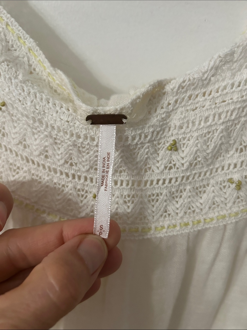 Free People Cream Crochet Yoke Tribal Tiered Bohemian Tank Top Size Small - Picture 7 of 15